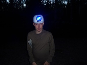 So isn't this the coolest thing? Lucky Matthew got a flashlight helmet to wear in the dark from his CA friend Karen.