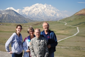 That is Mt Mckinley in the background. Still 70 miles from the mountain.