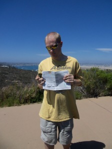Junior Ranger Matthew with his Cabrillo National Monument certificate and badge.